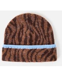 Oliver Bonas - Tiger Print Knitted Beanie Hat - Lyst