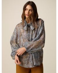 Oltre - Blusa Fantasia Con Fiocco Donna, Taglia - Lyst