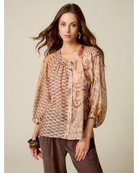 Oltre - Camicia Misto Lyocell Fantasia Donna, Taglia - Lyst