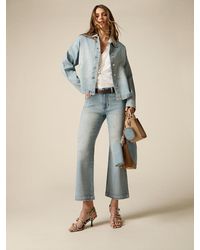 Oltre - Jeans Cropped Flare Con Cristalli Donna, Taglia - Lyst