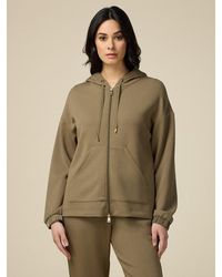 Oltre - Felpa Soft Touch Con Zip E Cappuccio Donna, Taglia - Lyst