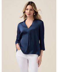 Oltre - T-Shirt Bimaterica Con Scollo A V Donna, Taglia: Xl - Lyst