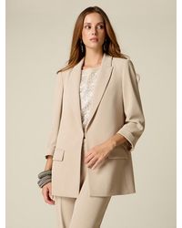 Oltre - Blazer Dritto Con Maniche A Tre Quarti Donna, Taglia - Lyst