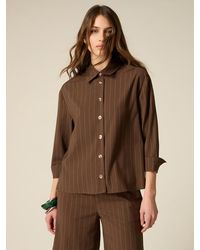 Oltre - Camicia Gessata Misto Lino Donna, Taglia - Lyst