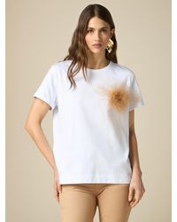 Oltre - T-shirt con fiore in tulle - Lyst