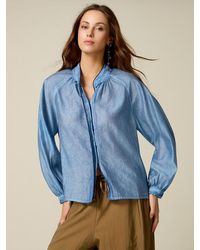 Oltre - Camicia Misto Lyocell Effetto Délavé Donna, Taglia - Lyst