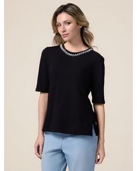 Oltre - T-Shirt Con Ricamo Gioiello Donna, Taglia - Lyst