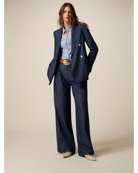 Oltre - Pantaloni Palazzo Effetto Denim Donna, Taglia - Lyst