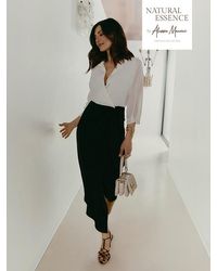 Oltre - Vestito Bimaterico Con Gonna A Portafoglio Donna, Taglia - Lyst