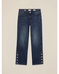 Oltre - Jeans Regular Con Bottoni Decorativi Donna, Taglia - Lyst