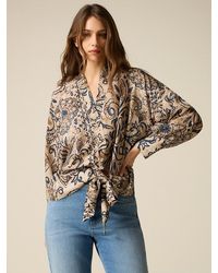 Oltre - Blusa Fantasia Ad Incrocio Donna, Taglia - Lyst