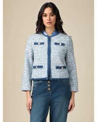 Oltre - Giacca boxy in tweed e denim - Lyst