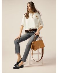 Oltre - Jeans Regular Con Borchie Decorative Donna, Taglia - Lyst
