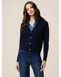 Oltre - Cardigan Misto Viscosa Con Bottoni Gioiello Donna, Taglia - Lyst