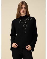 Oltre - Maglia Misto Lana Con Ricamo Gioiello Donna, Taglia - Lyst