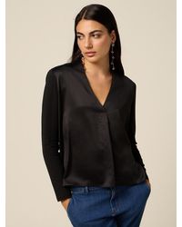 Oltre - T-Shirt Bimaterica Con Scollo A V Donna, Taglia - Lyst