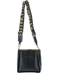 Stella McCartney - Black Logo Shoulder Bag - Lyst