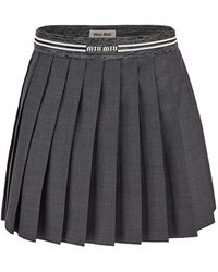 Miu Miu - Wool Mini Skirt - Lyst