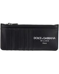 Dolce & Gabbana - Calfskin Vertical Card Holder With Logo - Lyst