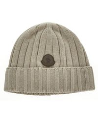 Moncler - Logo Patch Knit Beanie Hat - Lyst