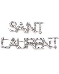 Saint Laurent - Crystal-embellished Logo Brooches - Lyst