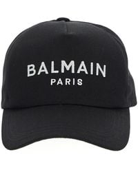 Balmain - Embroidered Raffia Baseball Cap - Lyst