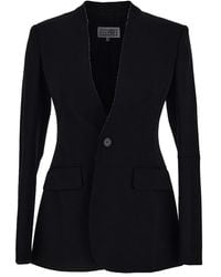 MM6 by Maison Martin Margiela - Collarless Suit Jacket - Lyst