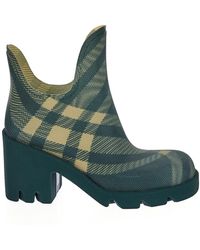 Burberry - Check Rubber Marsh Heel Boots - Lyst