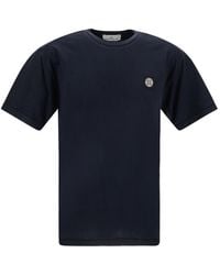 Stone Island - Navy Cotton T-shirt With "fixed" Effect - Lyst