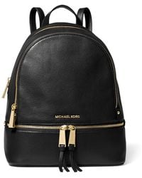 Michael Kors - Rhea Black Leather Zip Fastening Backpack - Lyst