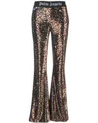 Palm Angels - Logo Tape Sequins Flare Trousers - Lyst