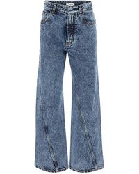 Alaïa Wrap Stone-Washed Denim Jeans in Gray | Lyst