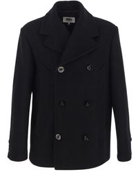 MM6 by Maison Martin Margiela - Double-breasted Coat - Lyst