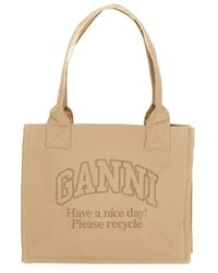 Ganni - Large Striped Canvas Tote Bag - Lyst