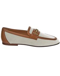 Tod's - Fabric And Leather Loafers - Lyst
