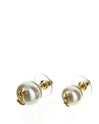 Saint Laurent - Ysl Pearl Earrings - Lyst