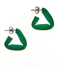 Bottega Veneta - Triangular Hoop Enameled Earrings - Lyst