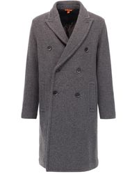 Barena Grey Coat In Wool With Double Breasted Closure.