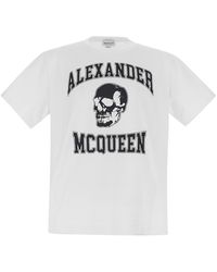 Alexander McQueen - T-shirt With Varsity Logo And Skull Print - Lyst