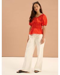 OMNES - Ola Shirred Detail Short Sleeve Top - Lyst