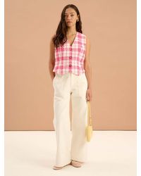 OMNES - Cindy V Neck Check Print Waistcoat - Lyst