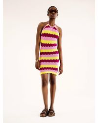 OMNES - Ash Crochet Halter Mini Dress - Lyst