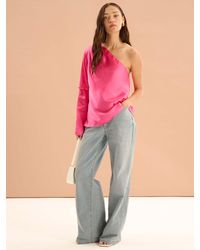 OMNES - Natalia One Shoulder Satin Top - Lyst