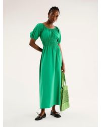OMNES - Arya Shirred Detail Round Neck Dress - Lyst