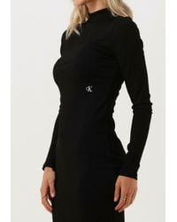 Calvin Klein Midikleid Contrast Drawcords Hoodie Dress in Schwarz | Lyst DE