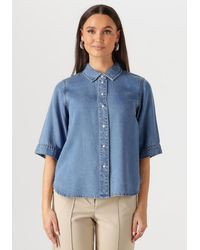 Object - Damen Blusen Objframe 2/4 Re Denim Top - Lyst