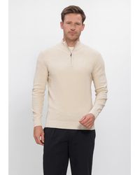 Profuomo - Herren Pullover & Cardigans Pullover Half Zip Twinkle Slub Structure - Lyst