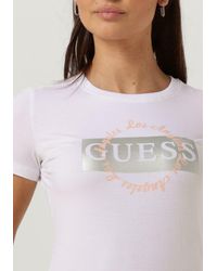 Guess - T-shirt Ss Cn Round Logo Tee - Lyst