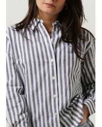 Tommy Hilfiger - Bluse Tjw Striped Linen Blend Bf Shirt Blau/weiß - Lyst