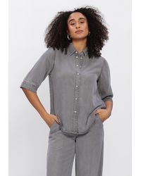 Object - Damen Blusen Objframe 2/4 Re Denim Top - Lyst